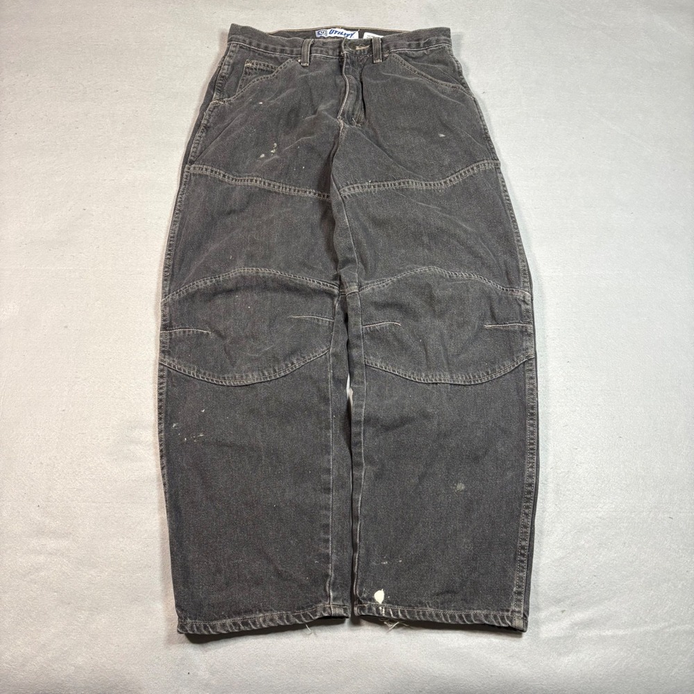 Utility Double Knee Carpenter Jeans Mens 30x30 Faded Black Paint Splatter Denim